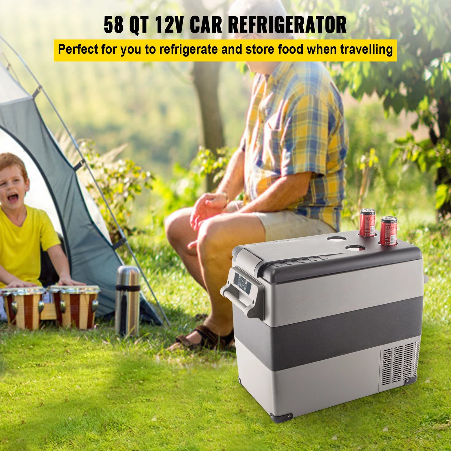Portable Car Refrigerator with Efficient Cooling for Camping