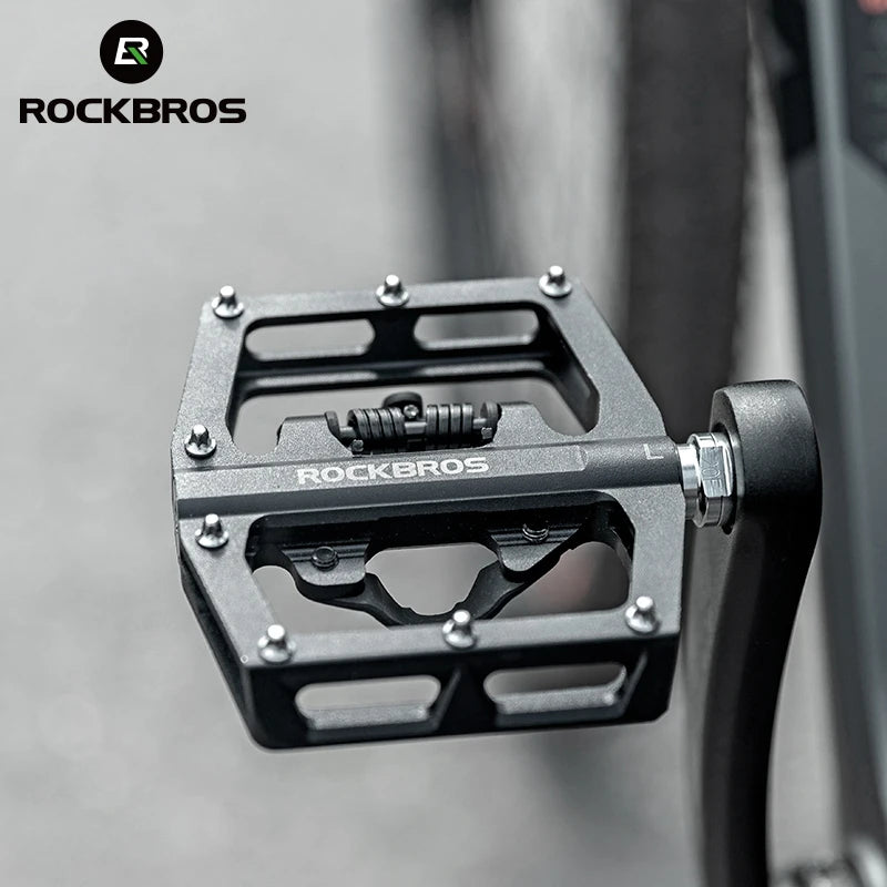 ROCKBROS Bicycle Pedal Non-Slip MTB Bike Pedals Aluminum Alloy Flat Platform Applicable SPD Waterproof Cycling Accessories