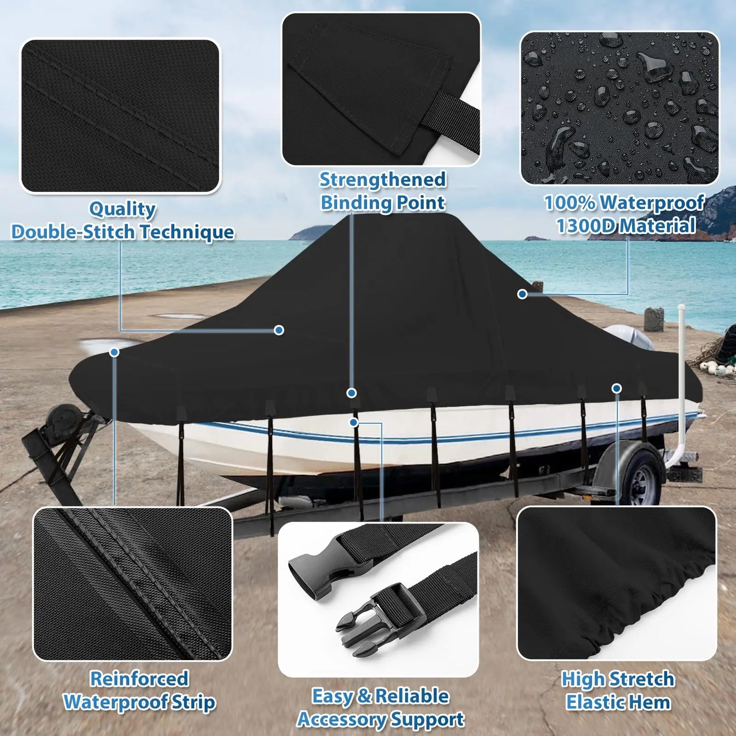 Heavy-Duty Oxford Cloth Boat Cover for Center Console Protection
