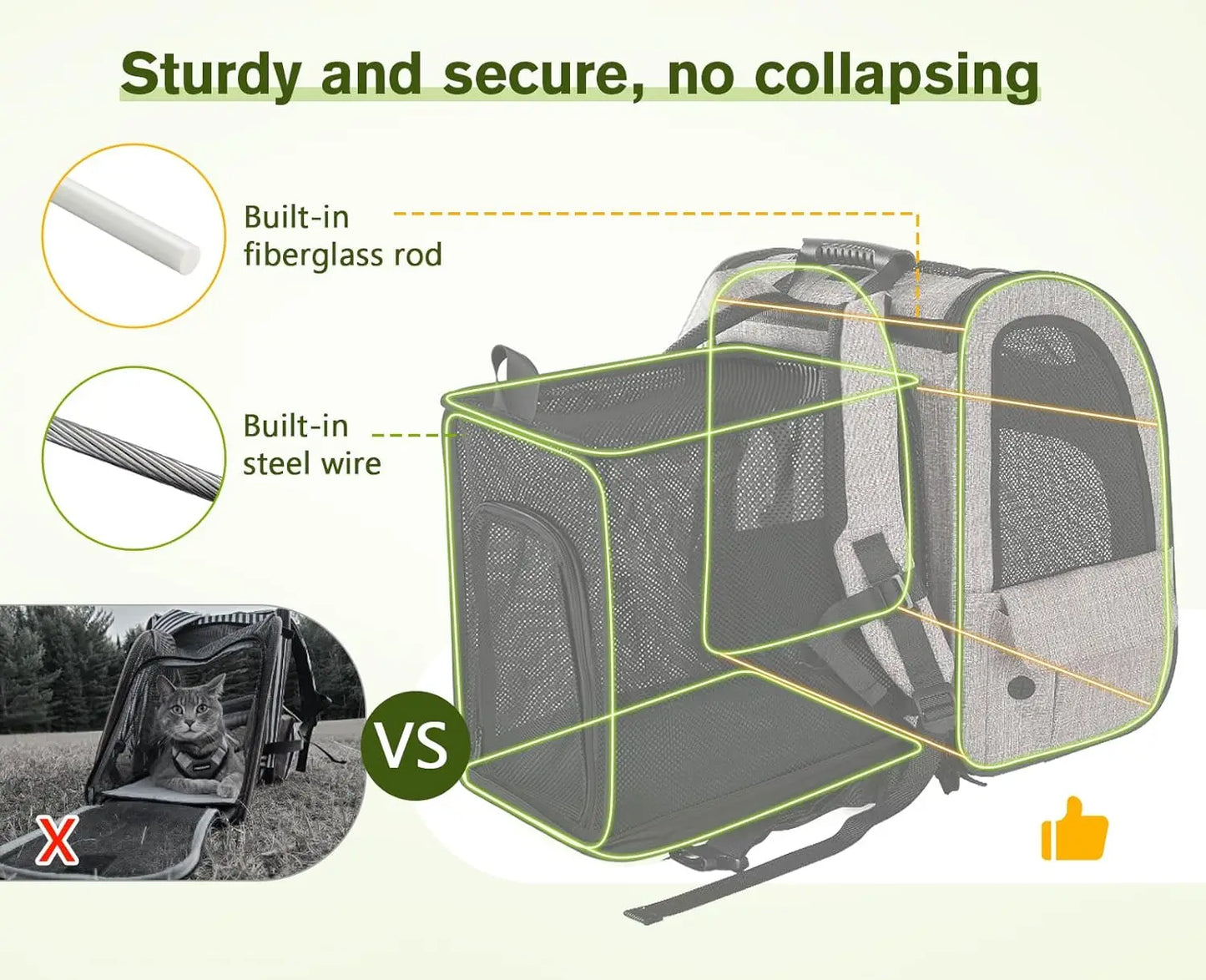 Expandable Pet Carrier Backpack for Small Dogs and Cats