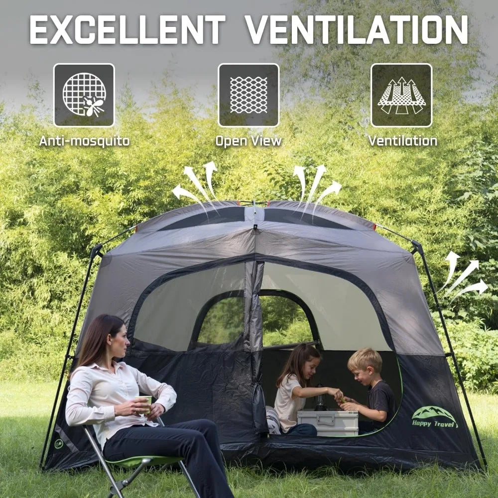 Happy Travel 6 Person Waterproof Camping Tent Easy Setup