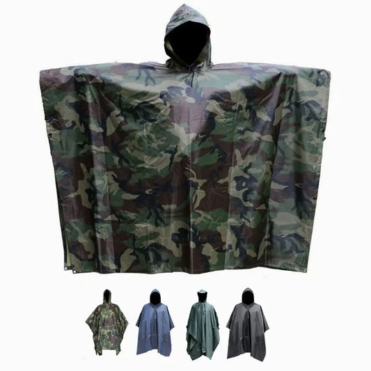 Tactical Waterproof Rain Poncho for Camping and Hiking