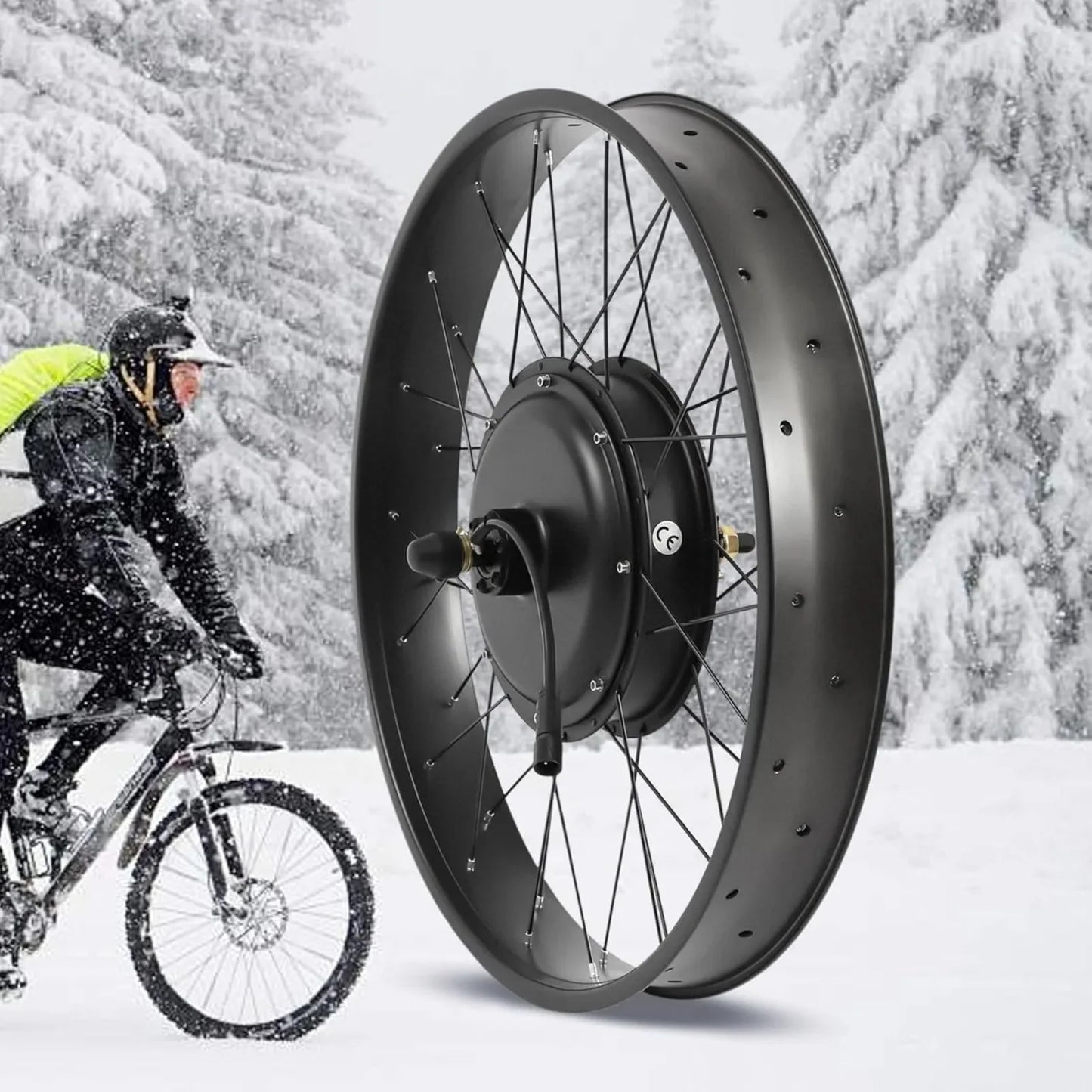 Electric Bike Conversion Kit, 26" 1200W Fat Tire Rear Wheel E-Bike Conversion Kit Snow Bike  w/ LCD Display& 5-Speed Adjustable