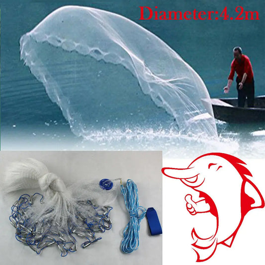 Durable 14ft Hand Cast Fishing Net With Dense Mesh