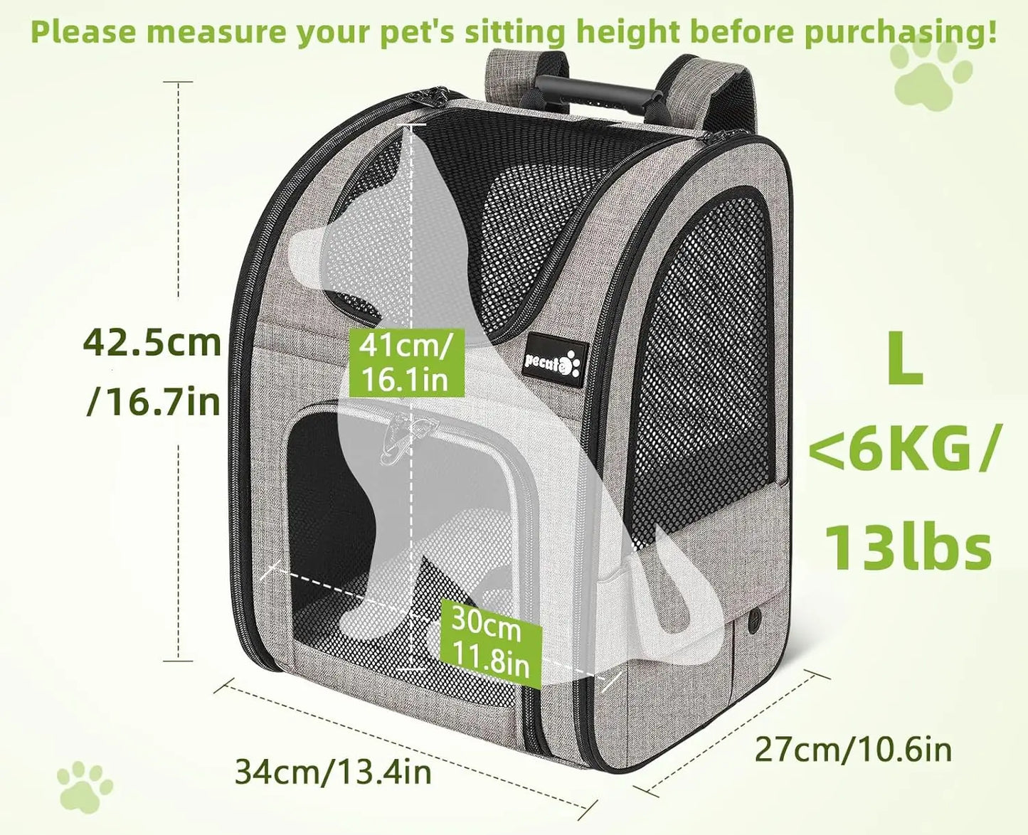 Expandable Pet Carrier Backpack for Small Dogs and Cats
