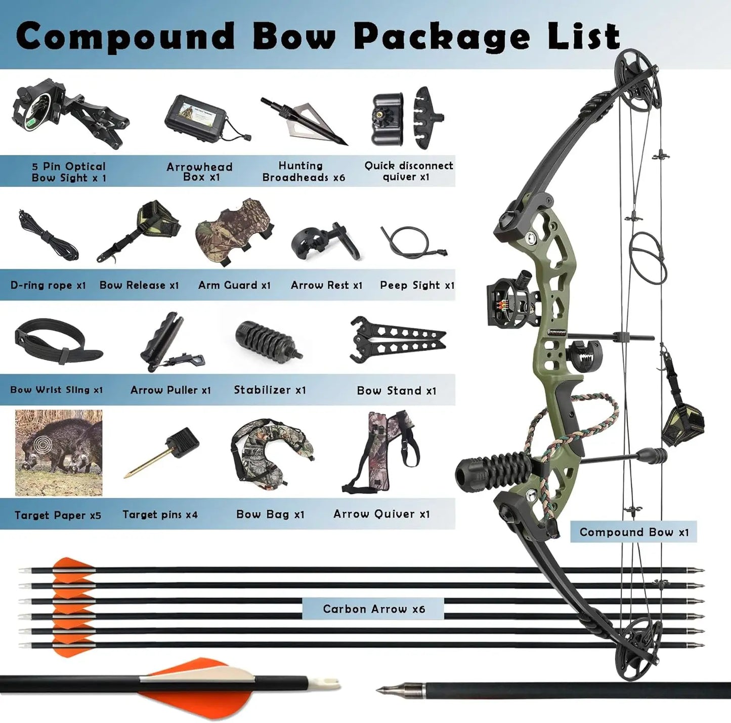 Adjustable Compound Bow Kit for Hunting and Target Shooting