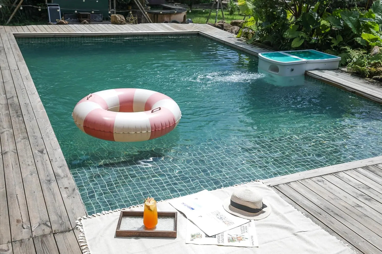 Large 35 Inch Classic Striped Swim Ring for Kids and Adults
