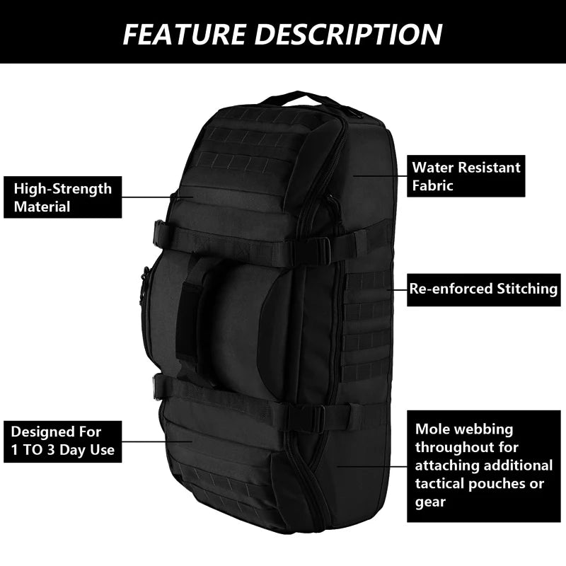 LQARMY Tactical Duffle Bag 80L For Camping Hiking Gear