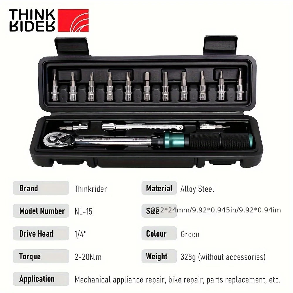 ThinkRider Professional NL-15 Bicycle Bike Torque Wrench Allen Key Tool Socket Spanner Set Kit Cycling Repair Tool Kits