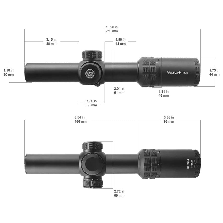 Vector Optics Grizzly 1-4x24 Riflescope with Illuminated Reticle
