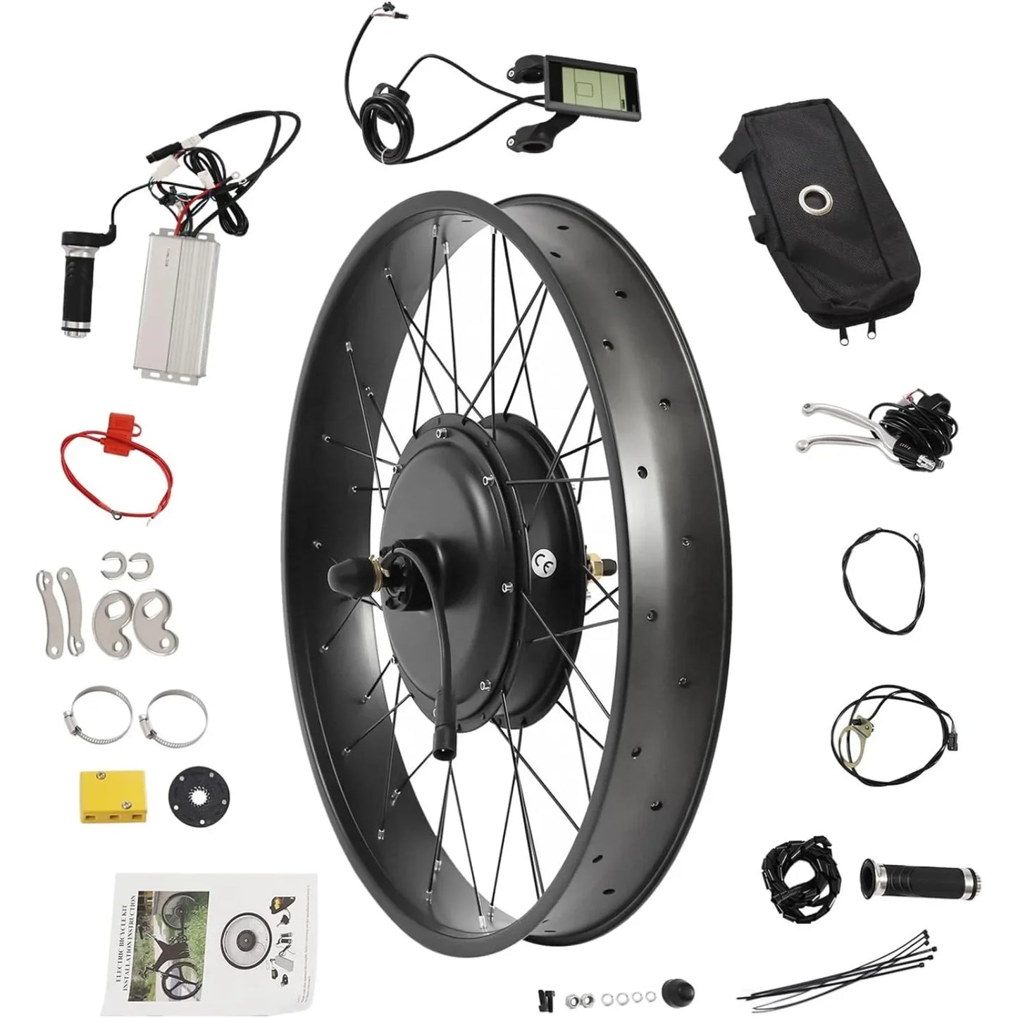Electric Bike Conversion Kit, 26" 1200W Fat Tire Rear Wheel E-Bike Conversion Kit Snow Bike  w/ LCD Display& 5-Speed Adjustable