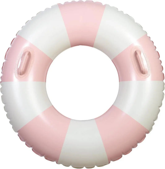 Large 35 Inch Classic Striped Swim Ring for Kids and Adults