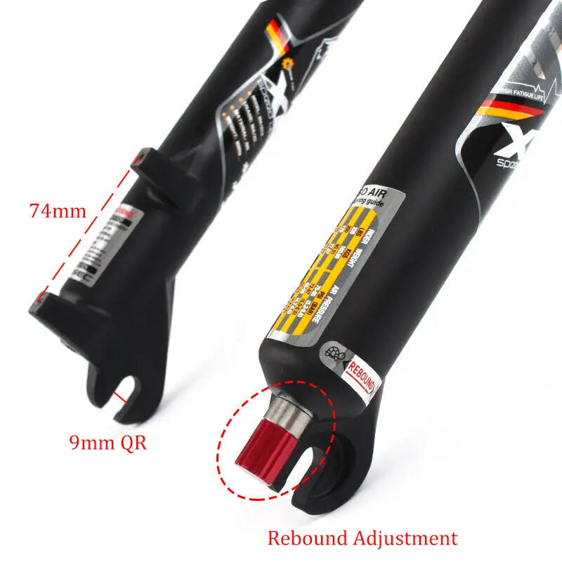 KRSEC 26 Inch MTB Snow Bike Suspension Fork Rebound Adjustment MTB Bike Fat Air Fork 4.0" Tire Mountain Bike Fork 135mm