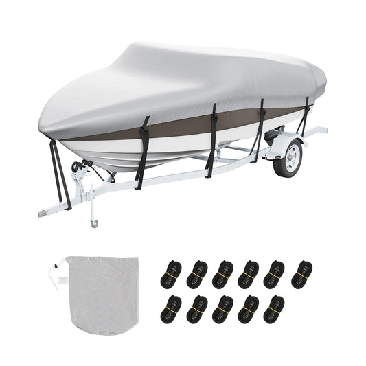 Waterproof Boat Cover with Motor Protection for 16-18.5 ft Boats