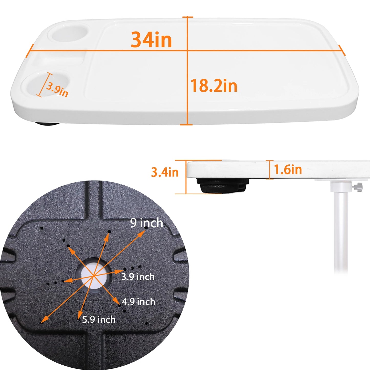 Durable Removable Pontoon Boat Table with Phone Holder