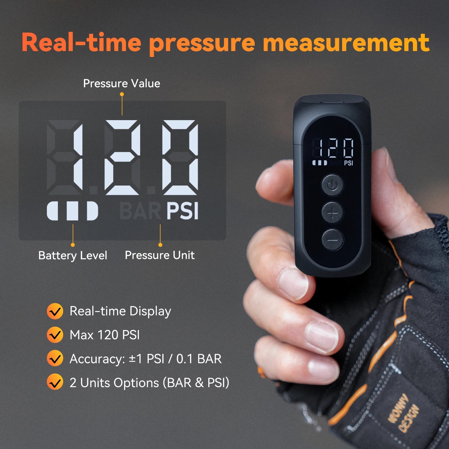 Anoutway AT1 Pro Mini Cordless Bike Pump With Screen
