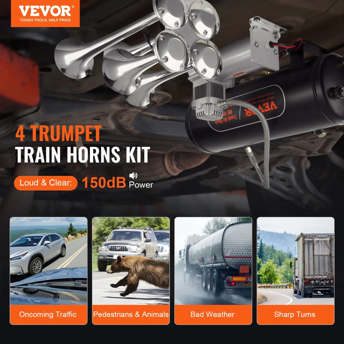 Powerful 150dB Train Horn Kit for Car and Truck