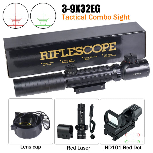 Riflescope Red Dot 3 In 1 With Illuminated Reticles