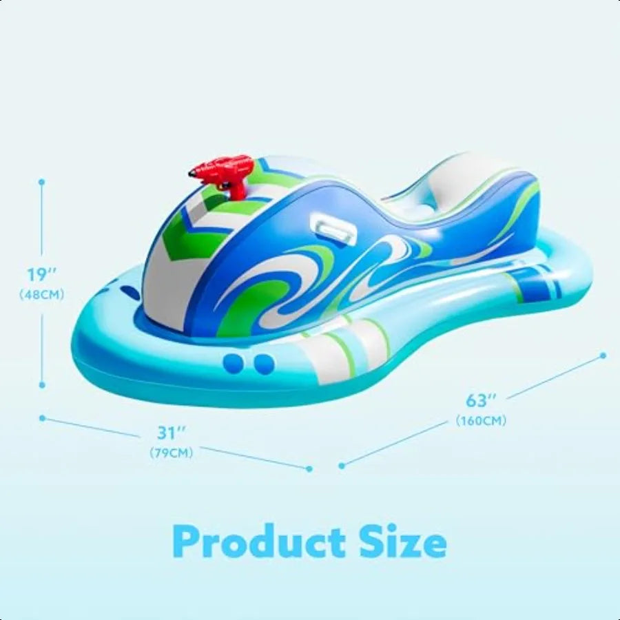 Inflatable Jet Ski Pool Float with Water Gun for Summer Fun