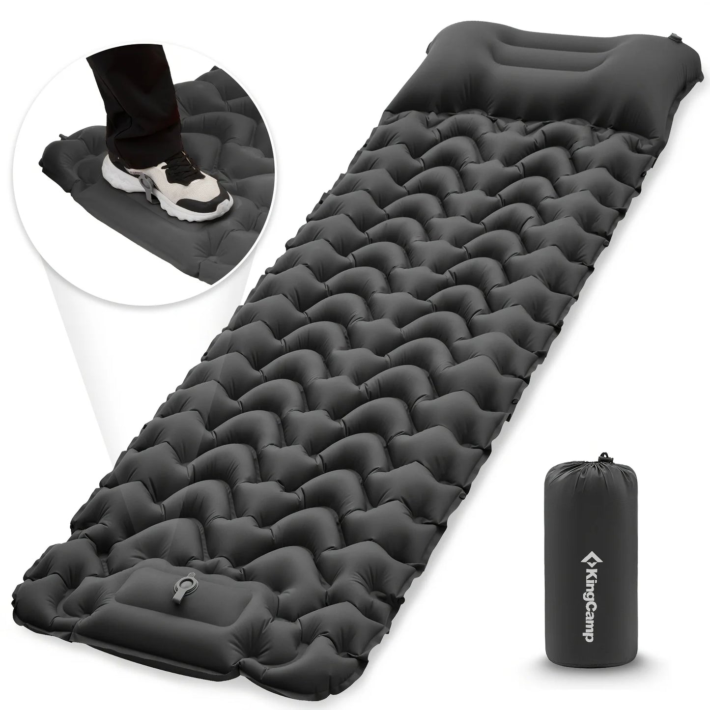 KingCamp Self Inflating Sleeping Pad With Built-In Foot Pump