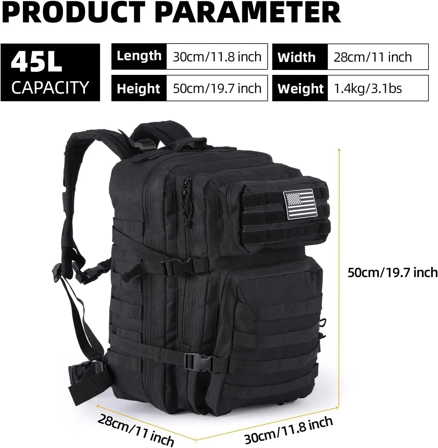 Military Tactical Backpack 45L Water Resistant for Ultimate Outdoor Adventure