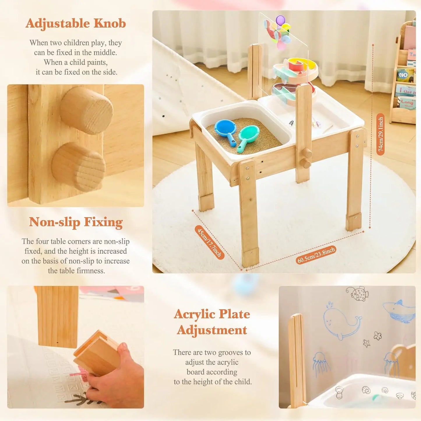 4 in 1 Sand and Water Table for Kids with Storage Bins
