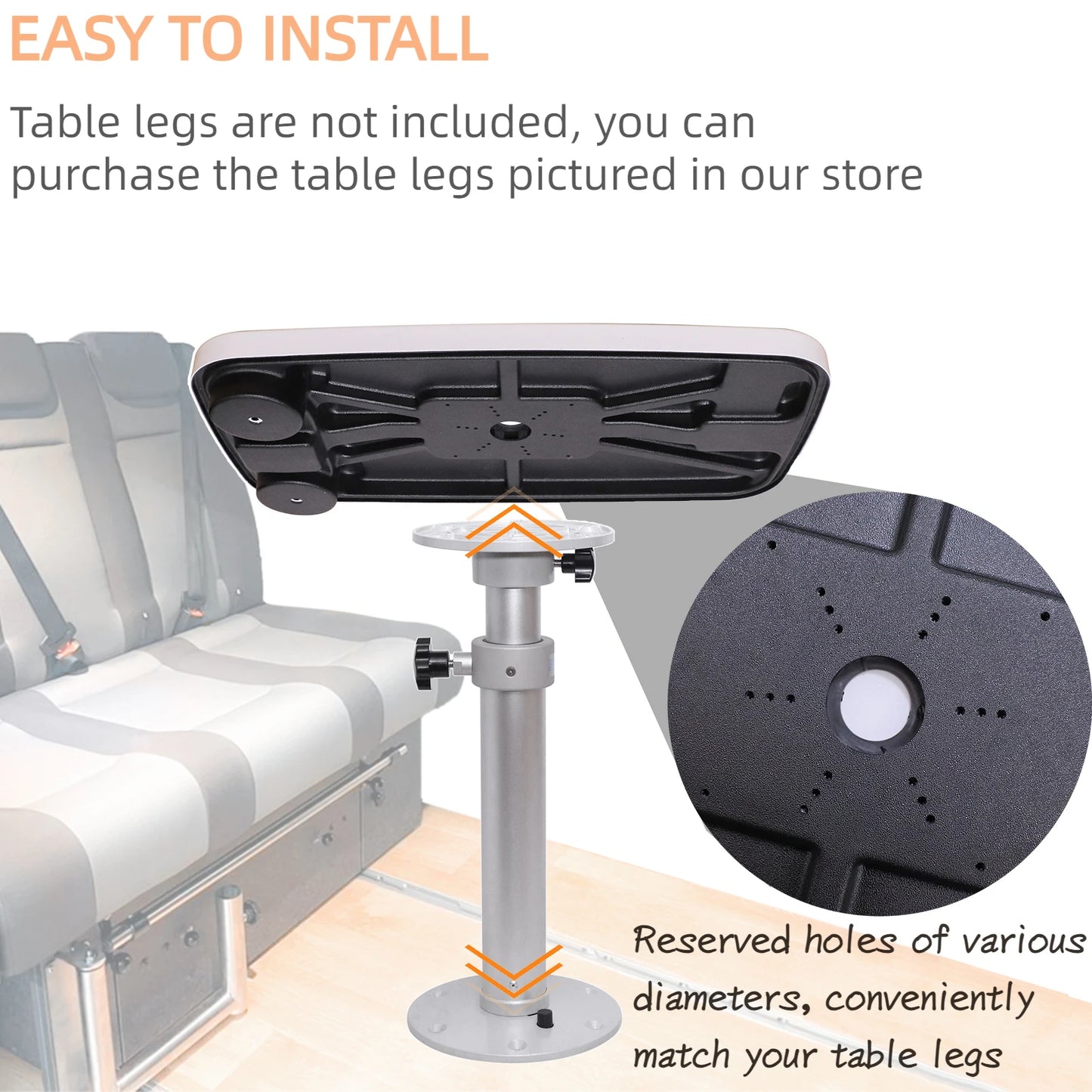 Durable Removable Pontoon Boat Table with Phone Holder