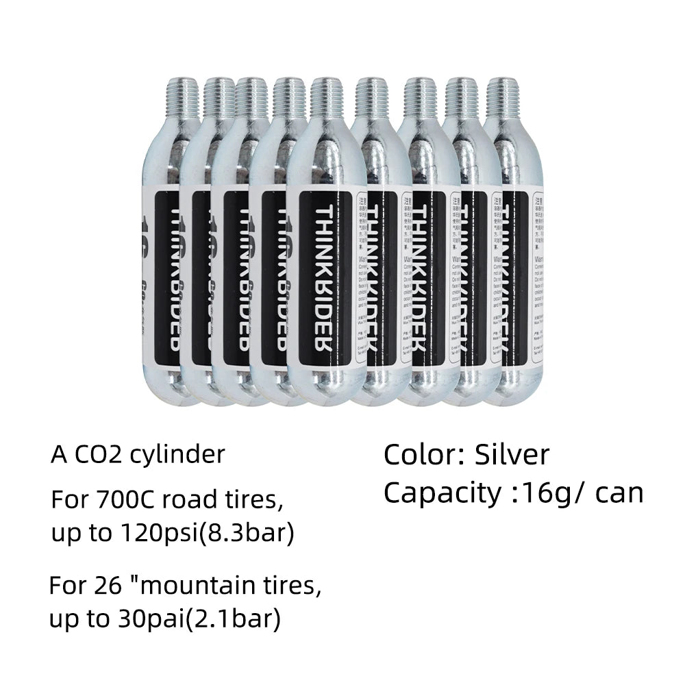 ThinkRider 16g Threaded CO2 Cartridges for Quick Bike Tire Inflation