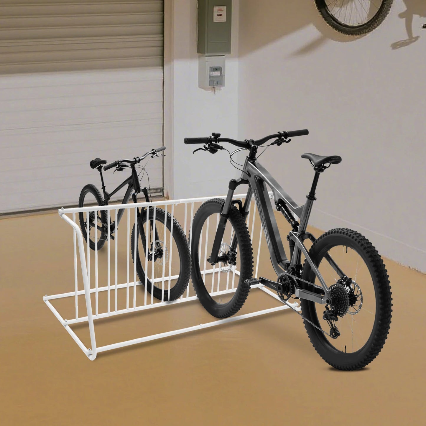 Bike Rack Stand/Dual Sided Bicycle Storage Stand White Rust-Proof for Cycling Activities Shopping Centers Bicycle Shops Schools