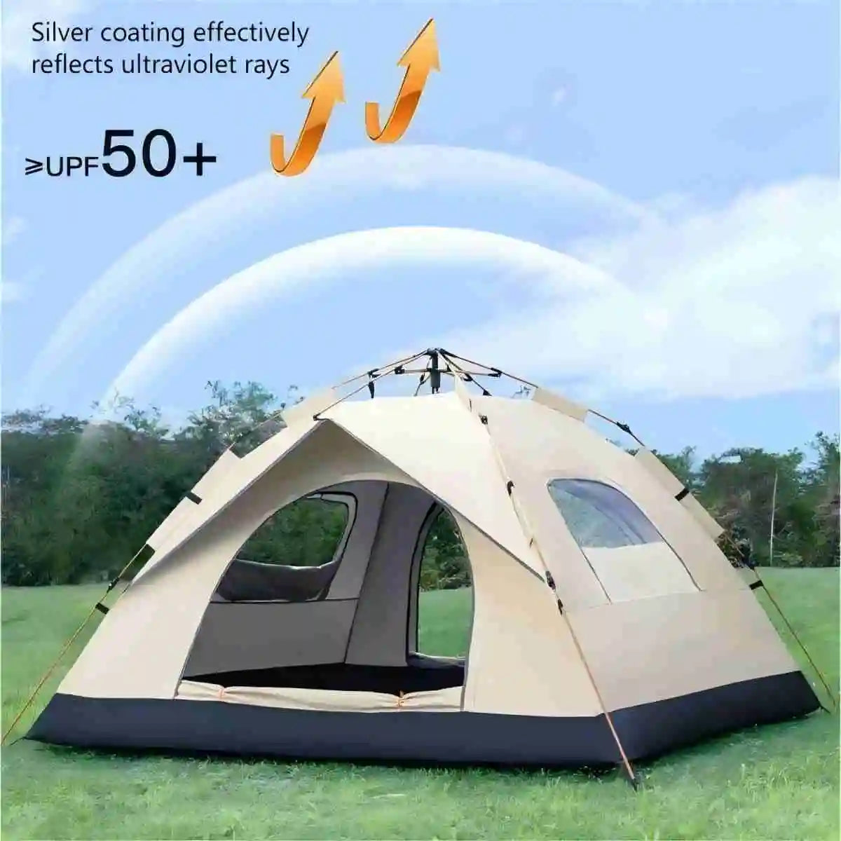 Outdoor Sunshade Camping Tent with Quick Setup and Dual Entrances