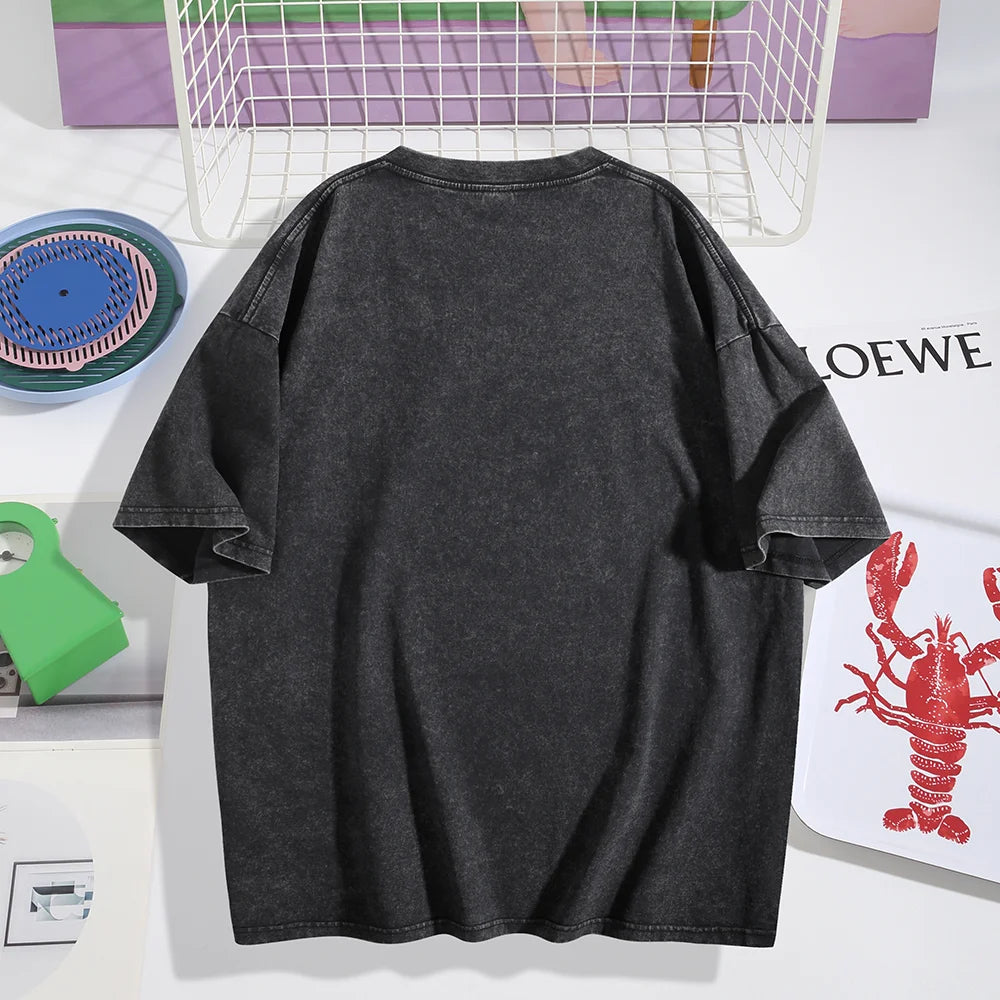 School Of Fish Printed Washed Cotton T Shirt Unisex