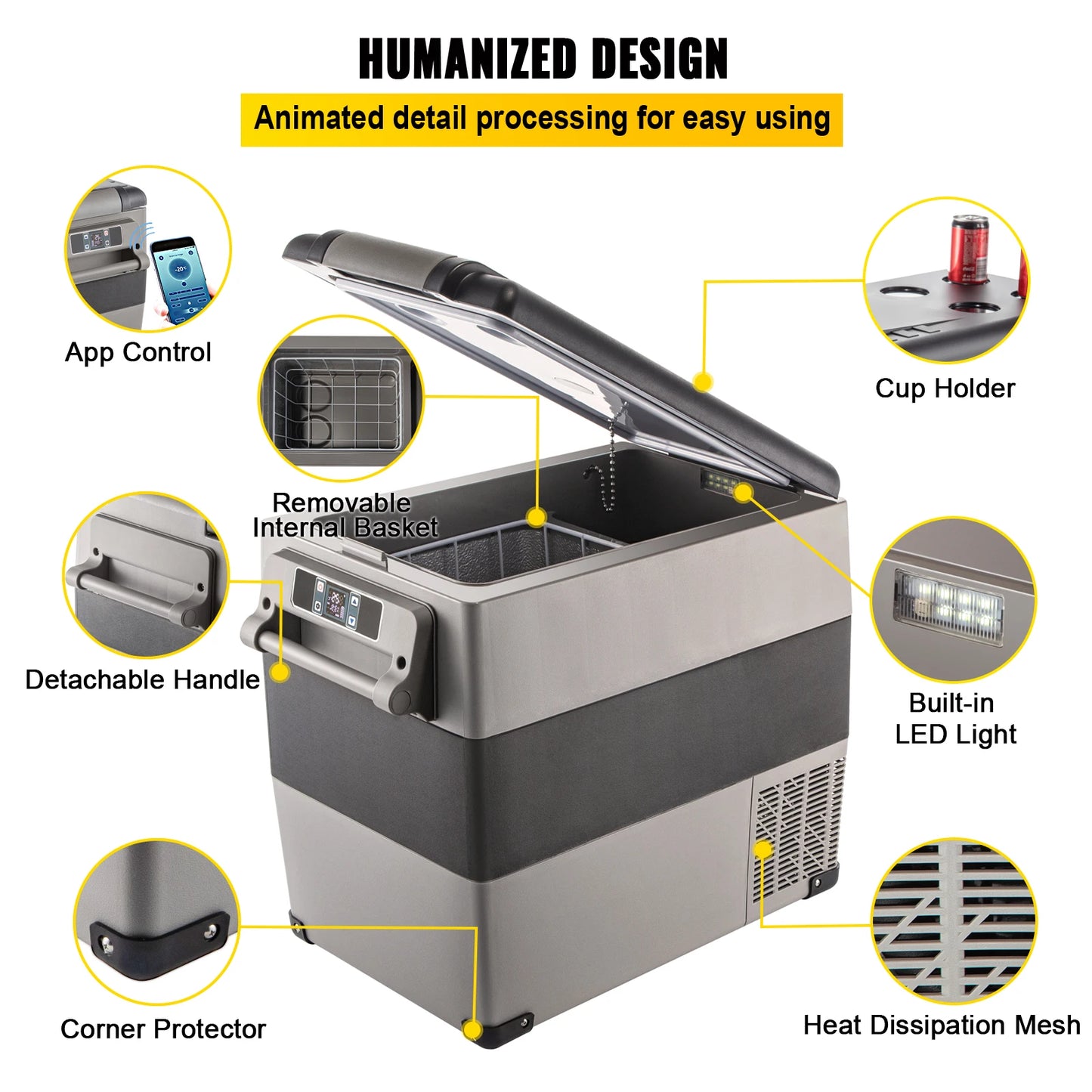 Portable Car Refrigerator with Efficient Cooling for Camping