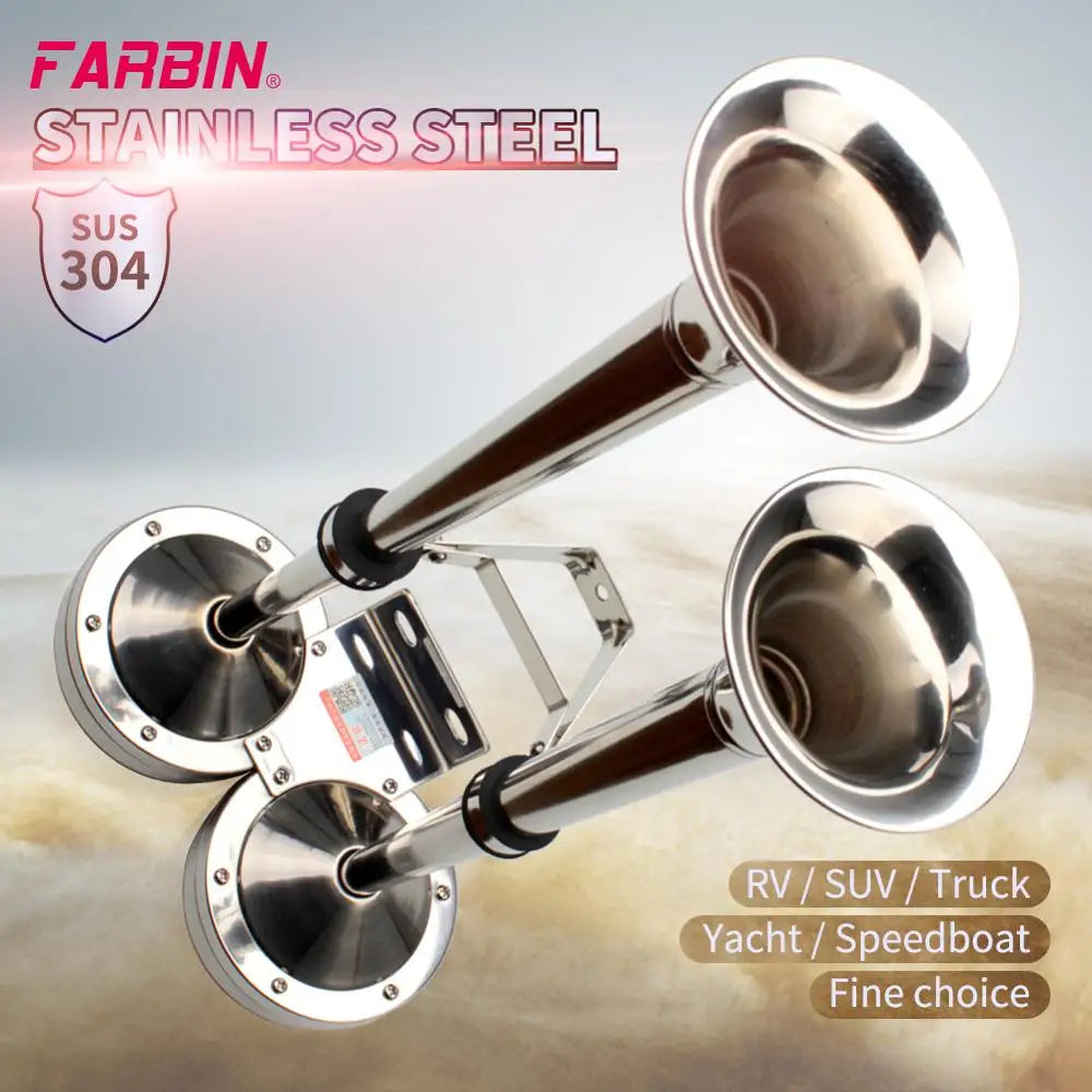 FARBIN 12V24V Marine Dual Trumpet Electric Horn Bracket