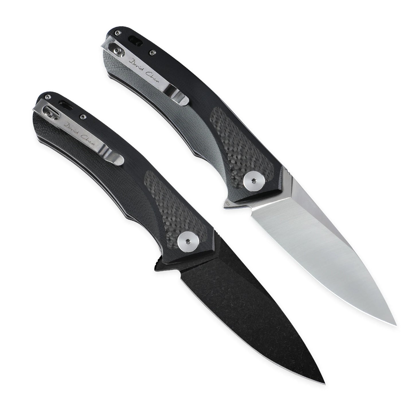 Petrified Fish Folding Knife with D2 Steel Blade and Carbon Fiber Handle