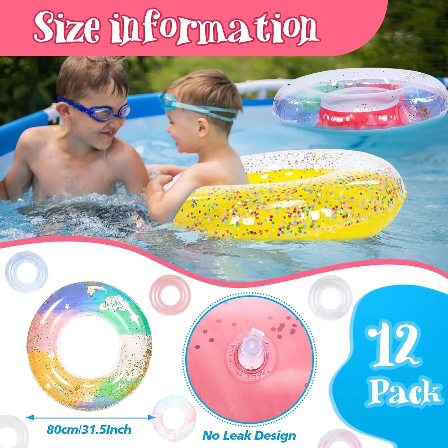 Colorful Inflatable Pool Float Rings for Kids Fun