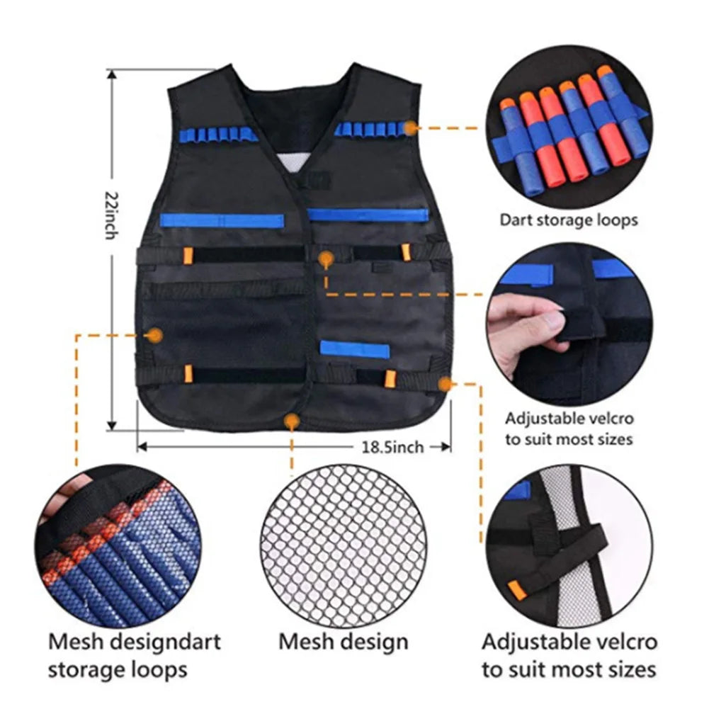 Kids Nerf Vest Kit For Outdoor Play With Soft Undershirt