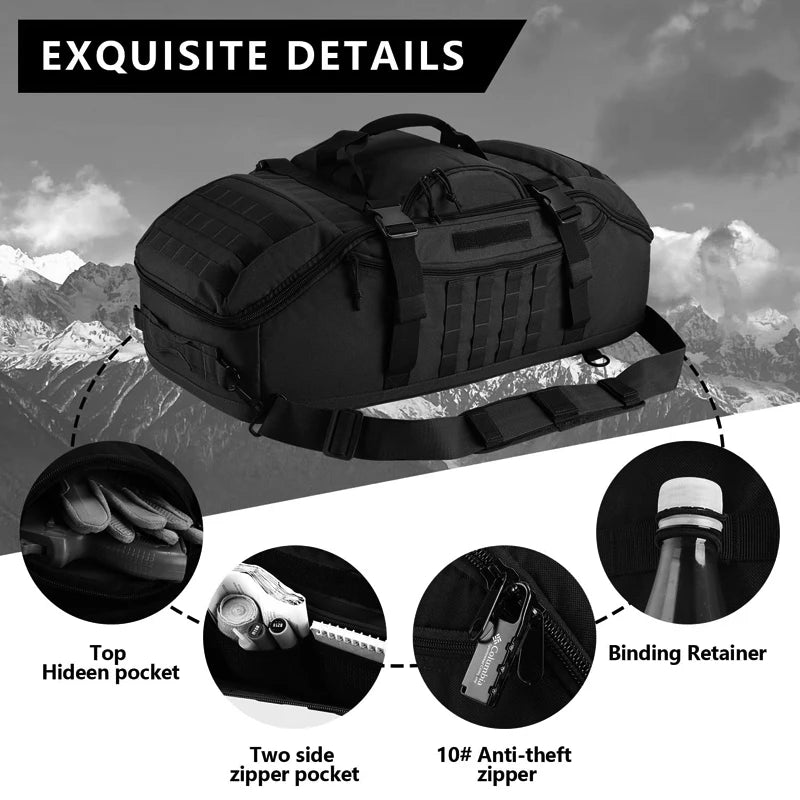 LQARMY Tactical Duffle Bag 80L For Camping Hiking Gear