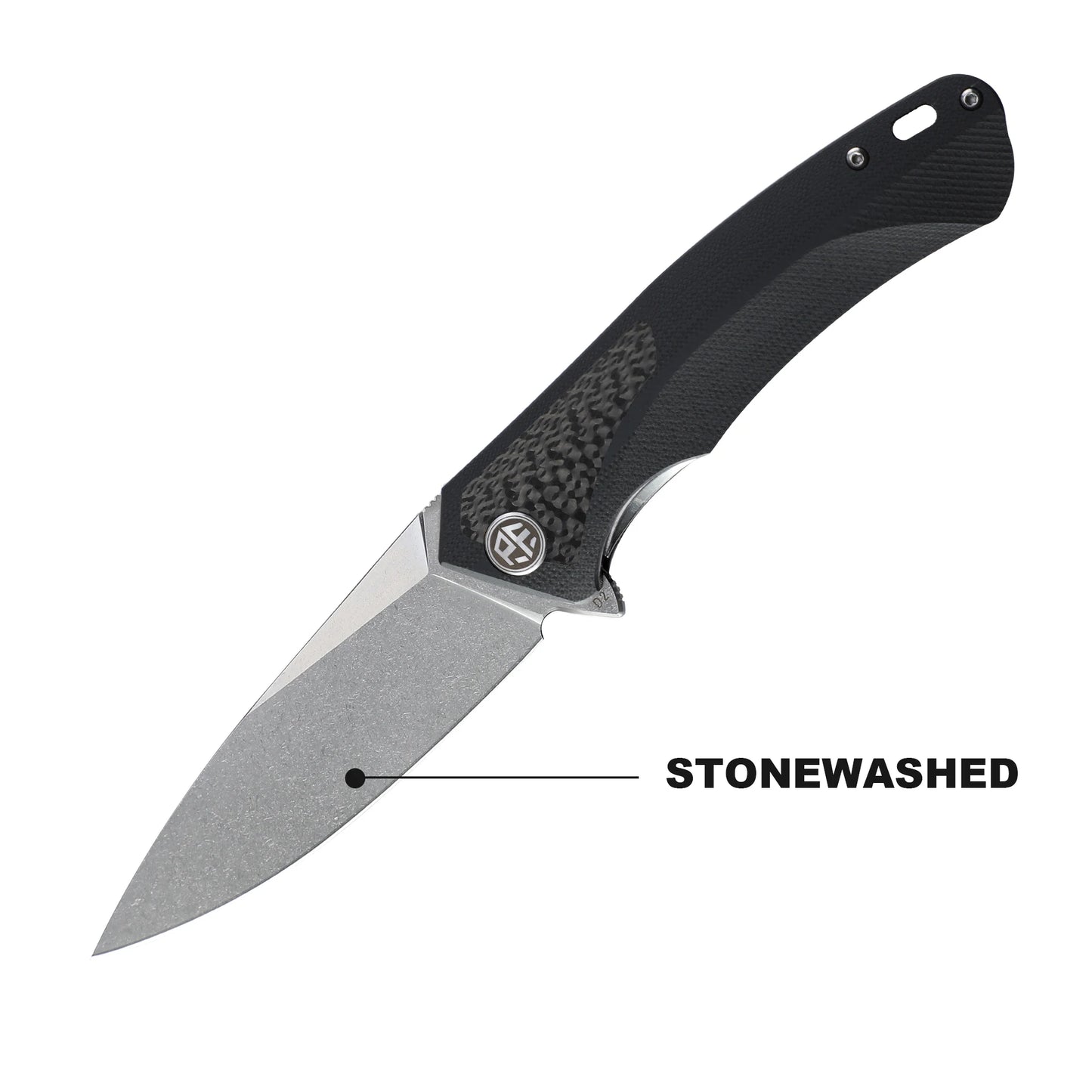 Petrified Fish Folding Knife with D2 Steel Blade and Carbon Fiber Handle