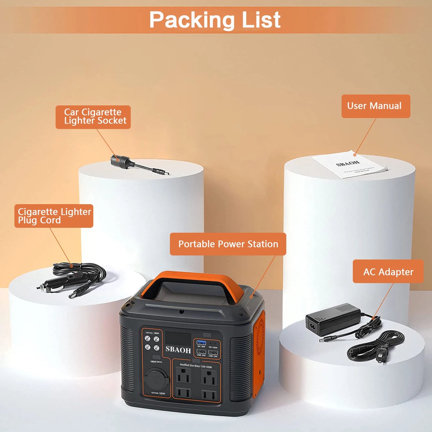 Portable Power Station 300W Quick Charge Solar Generator