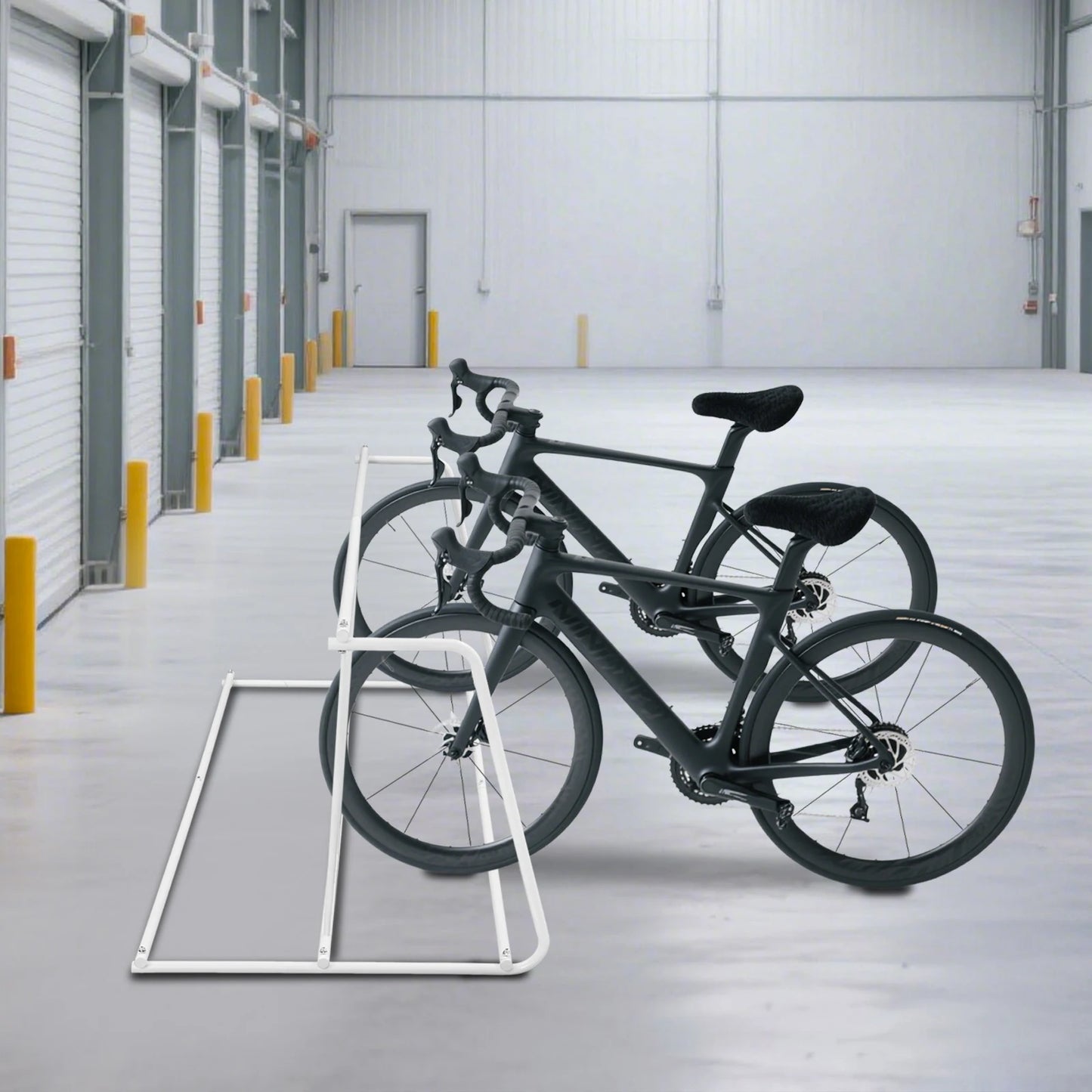 Bike Rack Stand/Dual Sided Bicycle Storage Stand White Rust-Proof for Cycling Activities Shopping Centers Bicycle Shops Schools