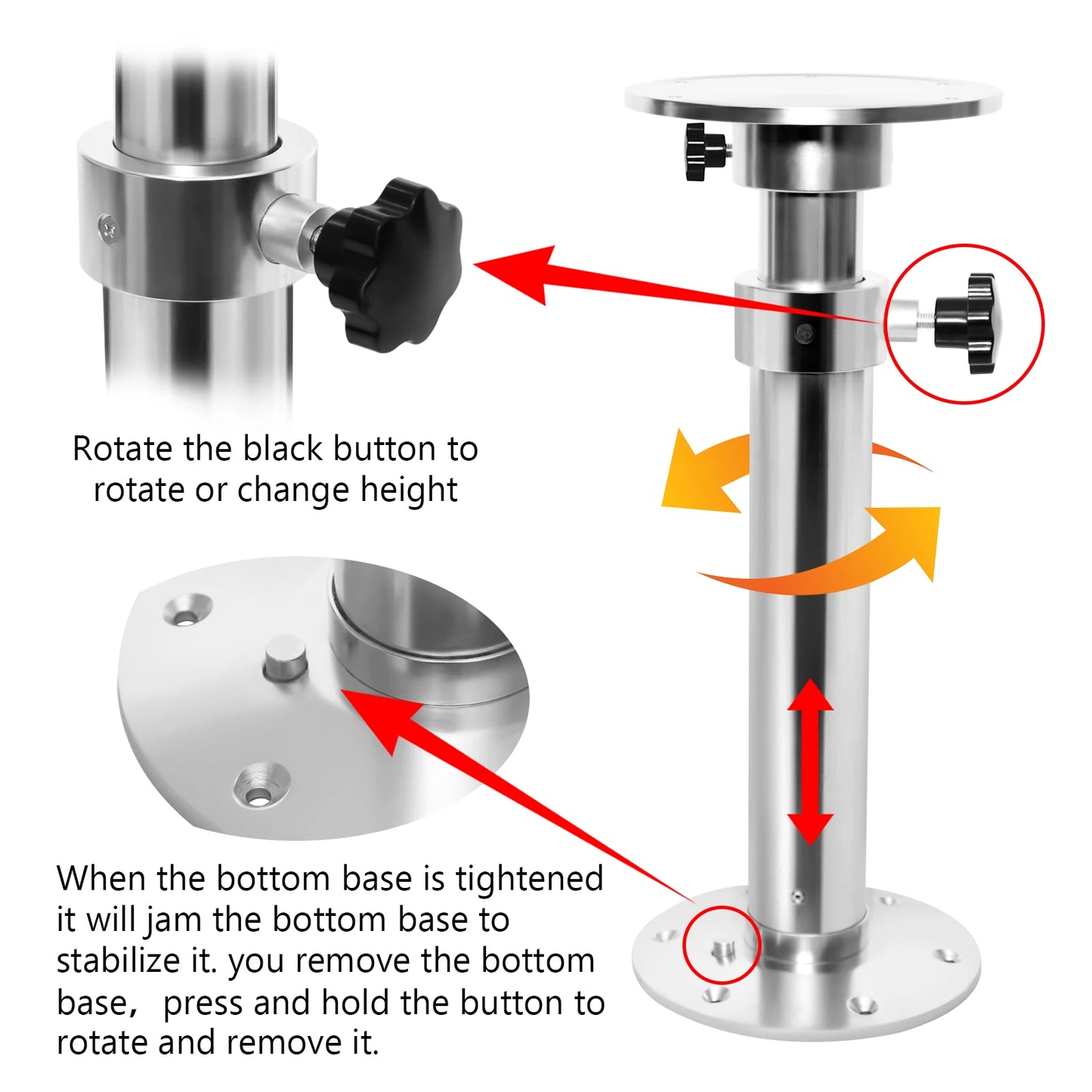 Adjustable Aluminum Table Base Kit for RV Stability