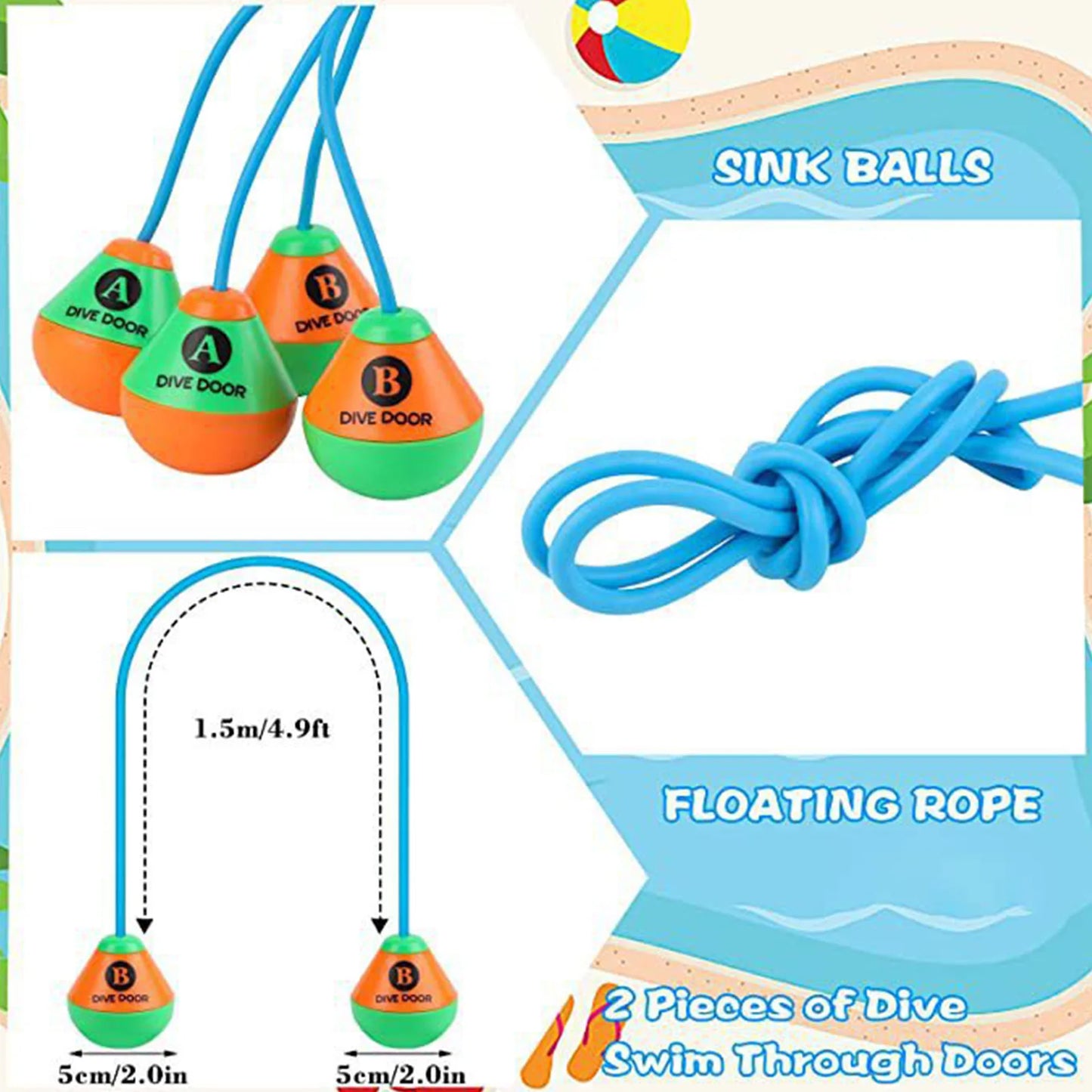 Through Door Diving Rings Set for Fun Pool Games