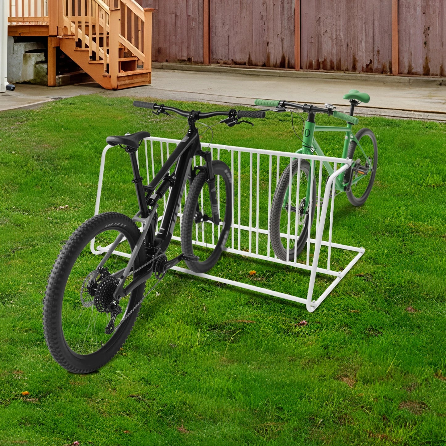 Bike Rack Stand/Dual Sided Bicycle Storage Stand White Rust-Proof for Cycling Activities Shopping Centers Bicycle Shops Schools