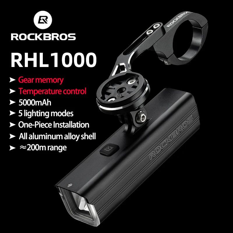 Bike Front Light 1000LM IPX6 Rechargeable Headlight