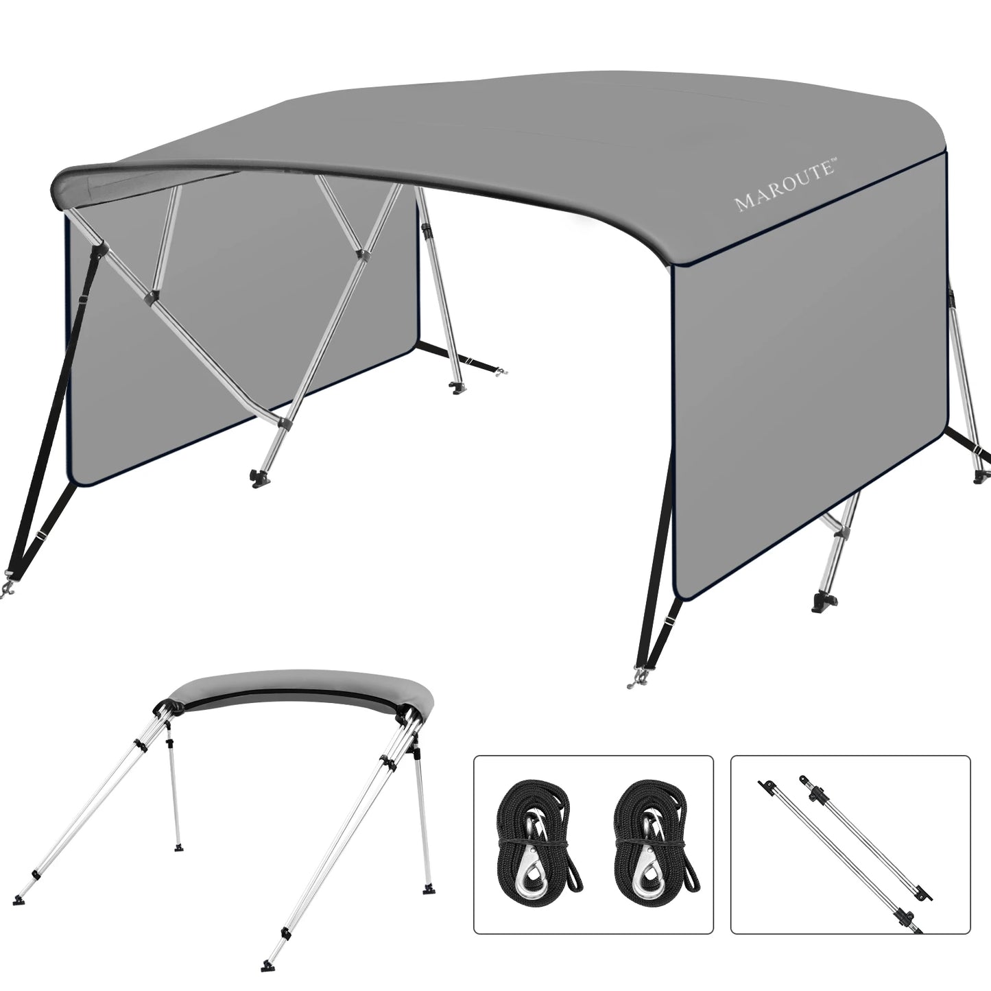 Durable 600D Bimini Top Boat Cover with Aluminum Frame