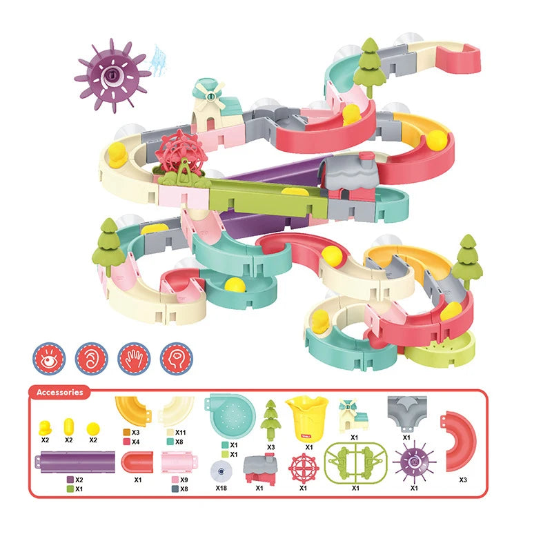DIY Assembled Baby Bath Toys Water Slide Track for Fun Learning
