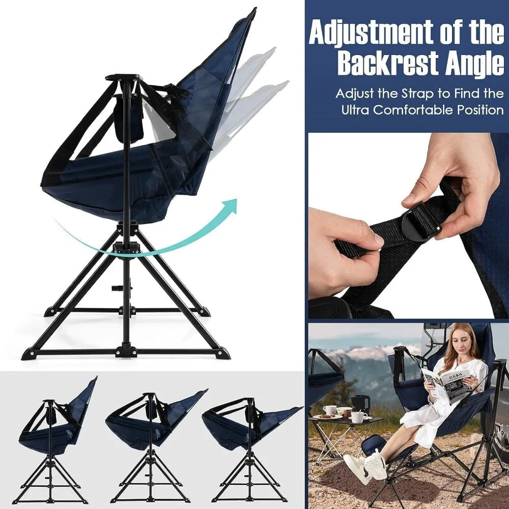 2-Pack Outdoor Hammock Chairs with Footrest and Pillow