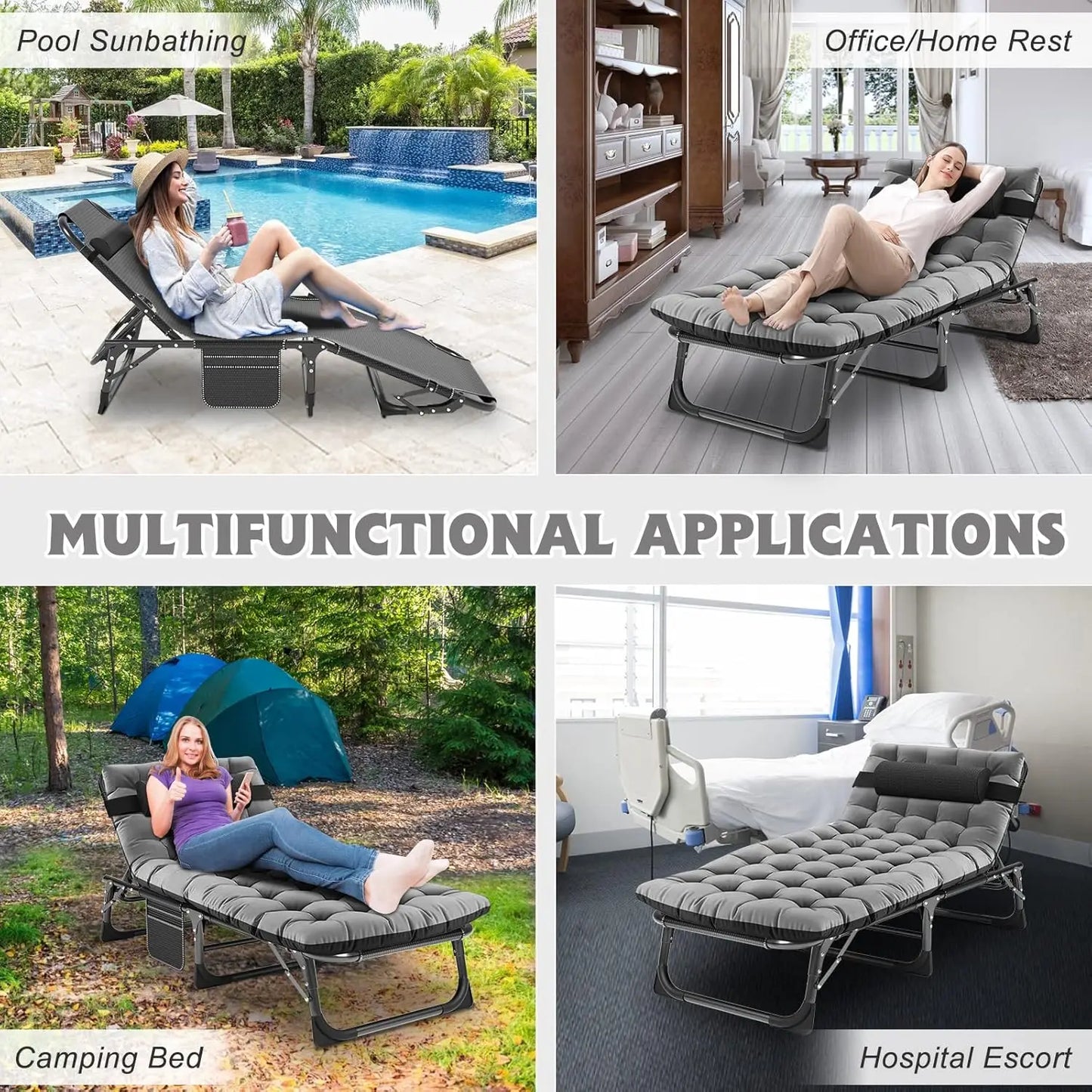 Heavy Duty Portable Chaise Lounge Chair for Outdoor Relaxation