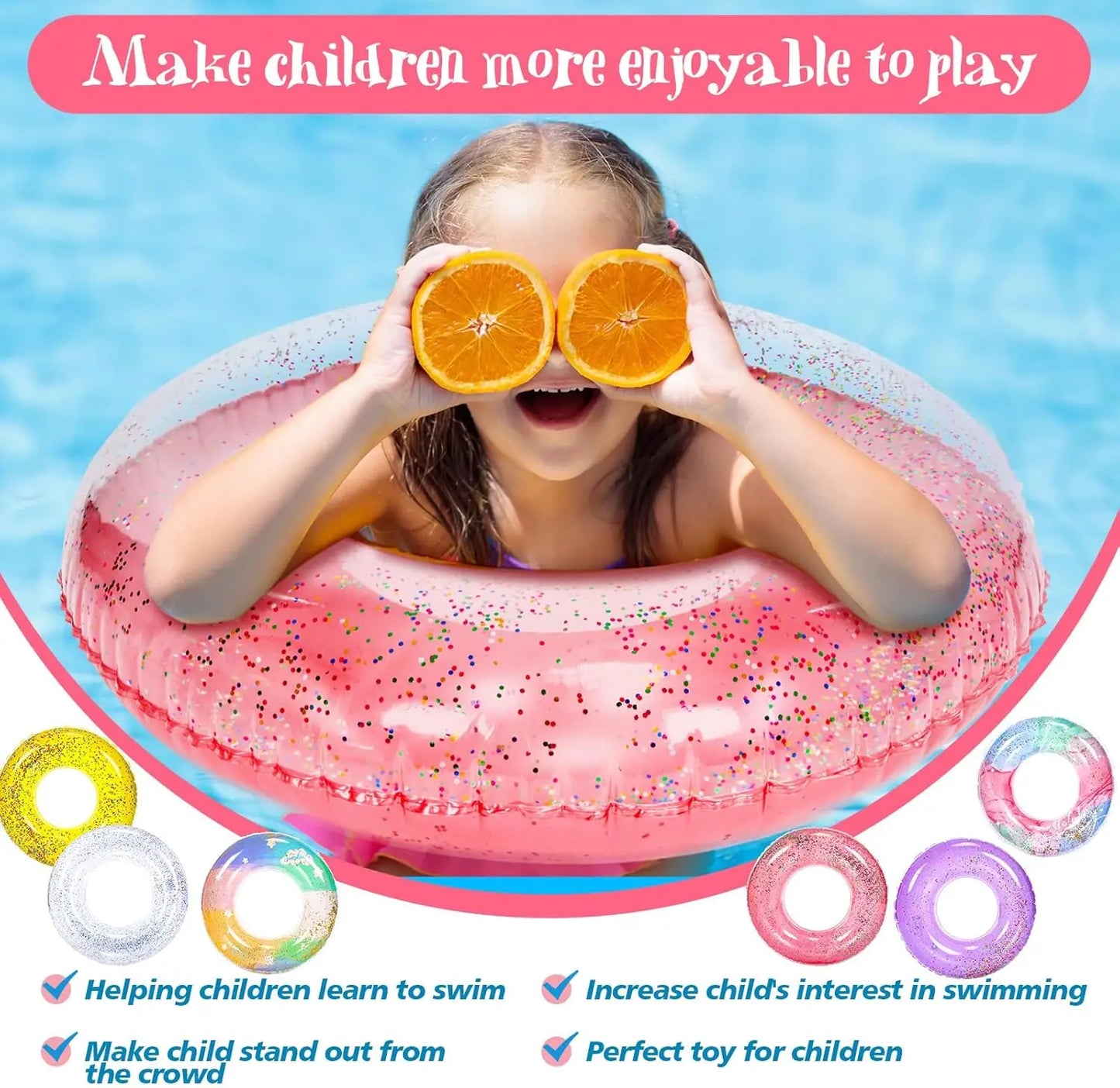 Colorful Inflatable Pool Float Rings for Kids Fun