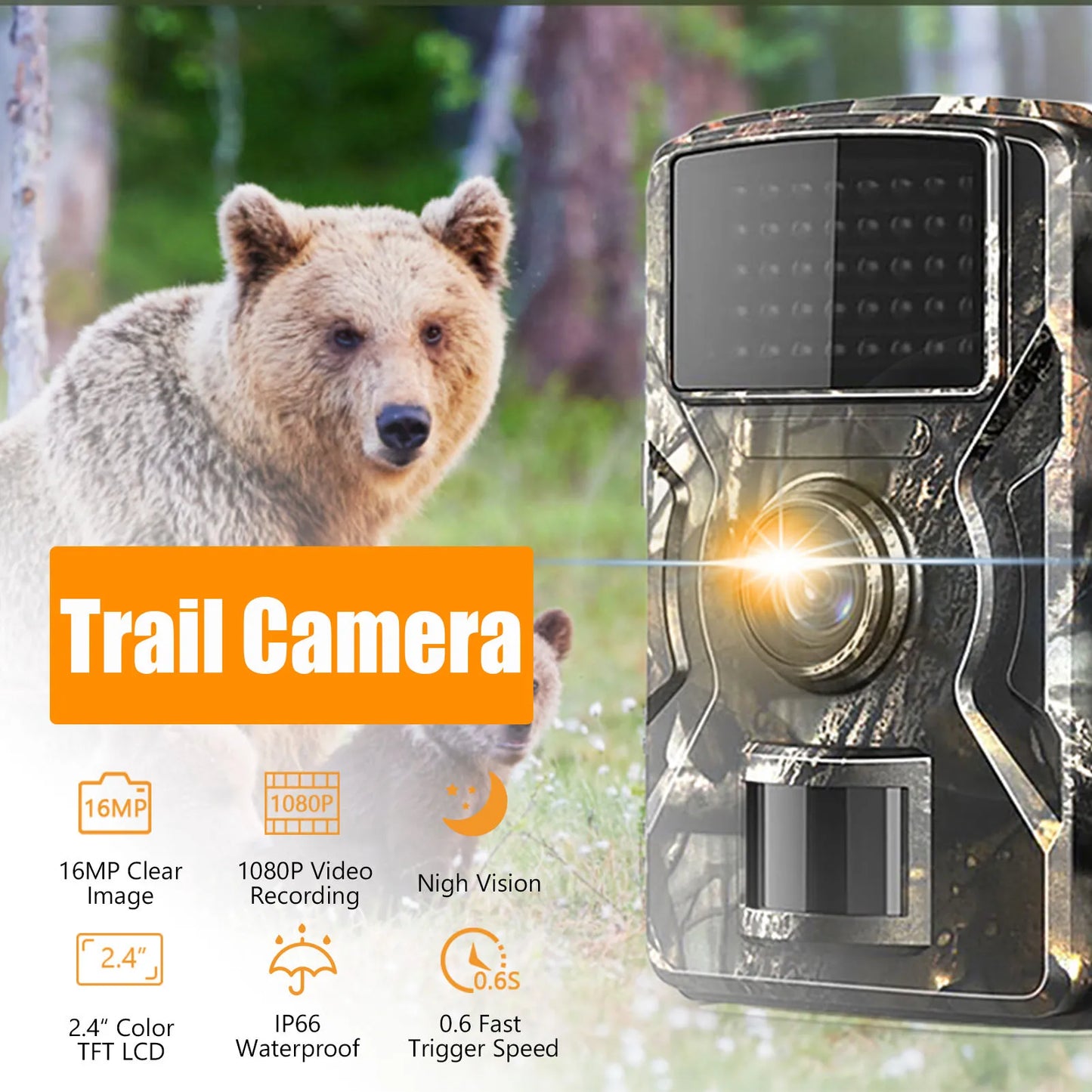 1080P Trail Game Camera With Night Vision And Fast Trigger